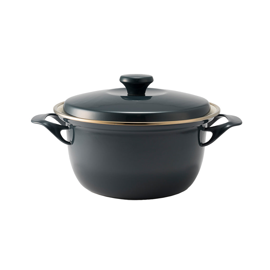 EX 系列 琺瑯鋼雙耳連蓋湯鍋 22cm 深灰色