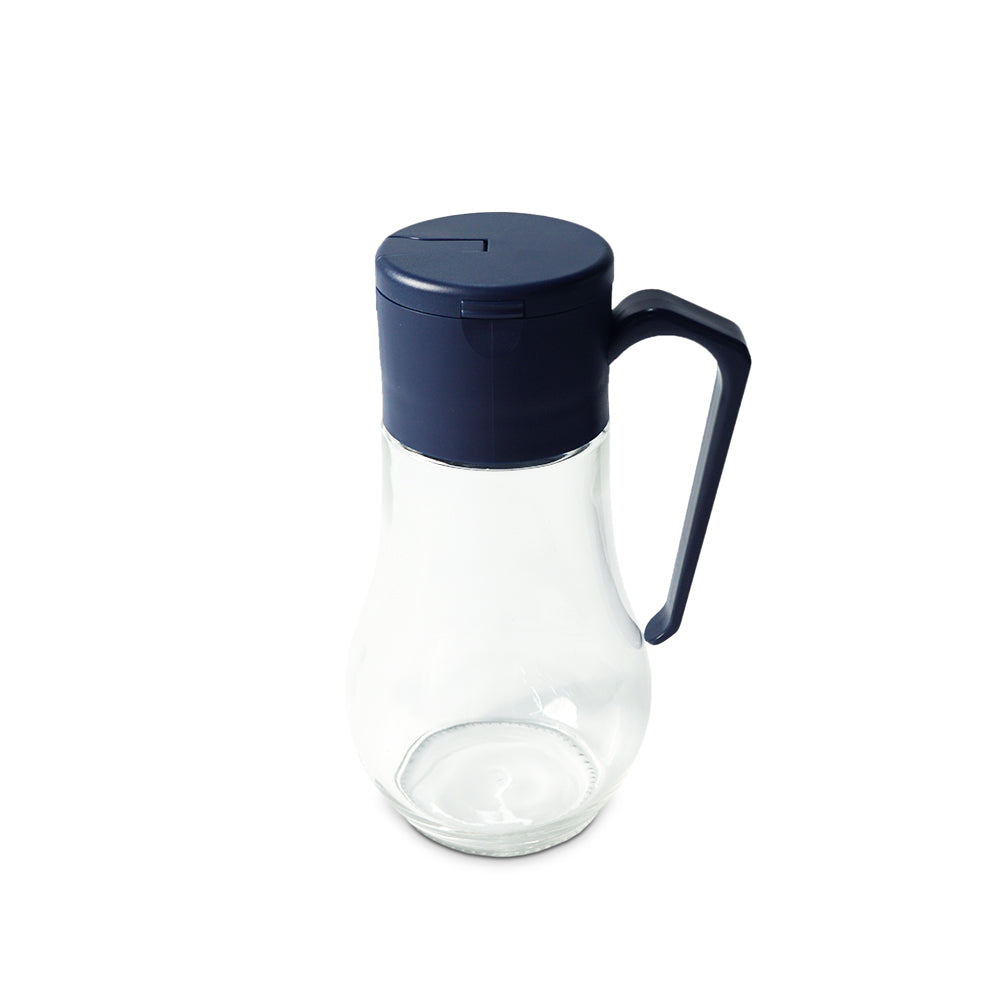 自動開合防塵 防漏玻璃油壺/醋瓶 550ML 午夜藍