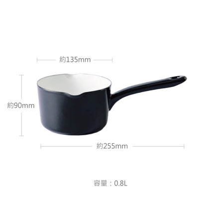 TAKUMI 匠系列｜單柄琺瑯牛奶鍋 12cm 墨黑