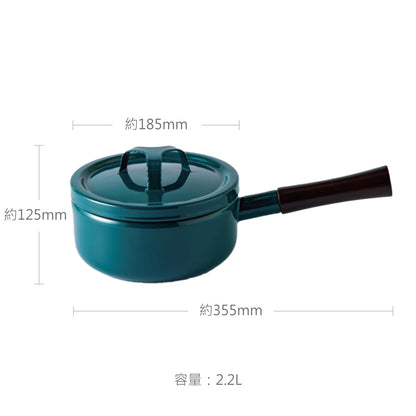 TAKUMI 匠系列｜單柄附蓋琺瑯平底鍋 18cm 森林綠