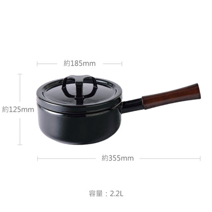 TAKUMI 匠系列｜單柄附蓋琺瑯平底鍋 18cm 墨黑