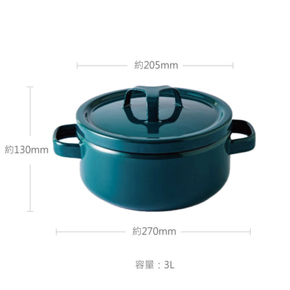 TAKUMI 匠系列｜雙耳連蓋琺瑯鍋 20cm 森林綠