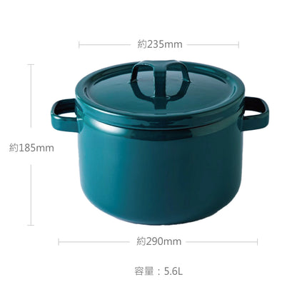 TAKUMI 匠系列｜雙耳附蓋琺瑯深鍋 22cm 森林綠