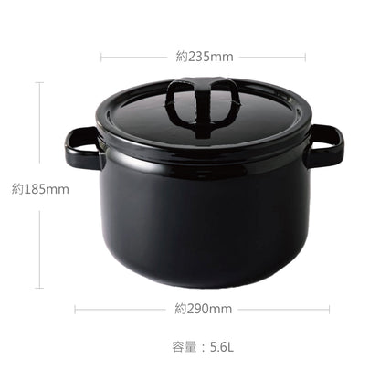 TAKUMI 匠系列｜ 雙耳附蓋琺瑯深鍋 22cm 墨黑